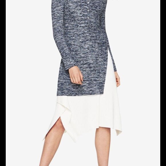 BCBGMAXAZRIA marled black ribbed knit midi top NEW - Picture 1 of 8